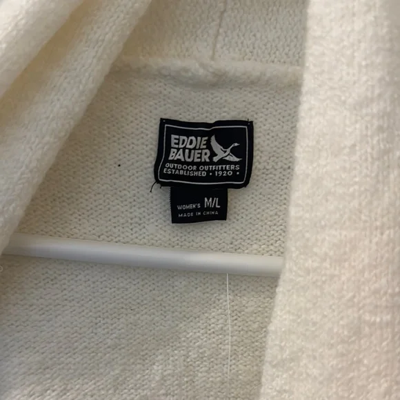 Eddie Bauer Cream Knit Cardigan Sweater - Picture 2 of 4